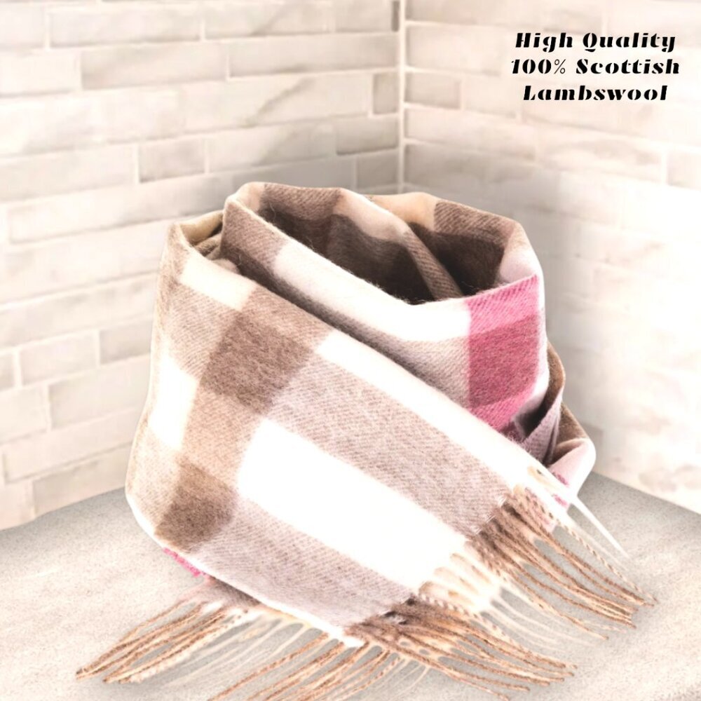 100% Lambswool Scarf Hypoallergenic SCOTTISH IMPORT THINK SOFT WARM TARTAN NWT